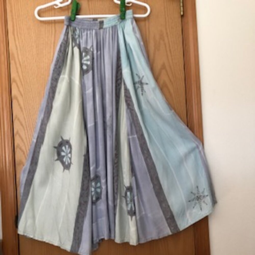 Vintage 1990s Tanami Rayon Bohemian Pastel Dancing Skirt Elastic Waist Large